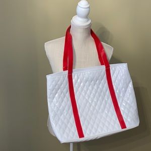 Paten leather quilted tote